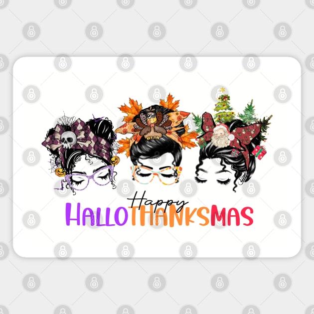 Happy Hallothanksmas - Mom Bun Magnet by TsunamiMommy